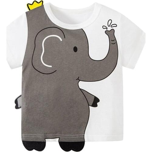 Bambino 2021 New White Summer Tee for Boys 2-7 Years Animal T Shirt of Children Top Clothes of School Kids 100% Cotton Clothing