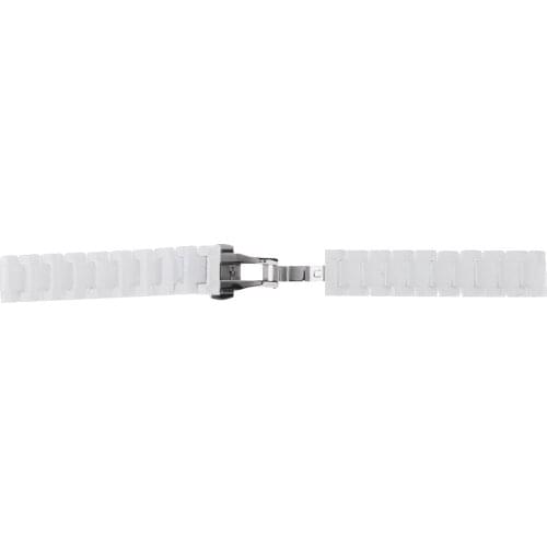 White 18mm Ceramic Link Wrist Watch Band Bracelet Strap Replacement