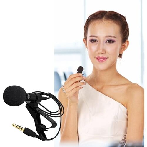 Besegad Universal Clip-on Collar Tie Mobile Cell Phone Lavalier Microphone Mic for iOS Laptop Tablet PC Recording Pen PU Pouch