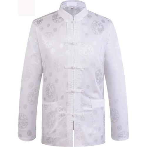 Beige Brand Chinese Traditional Mens Dragon Tang Suit Clothing Kung Fu Jackets Coats Outerwear Chinese National Costume