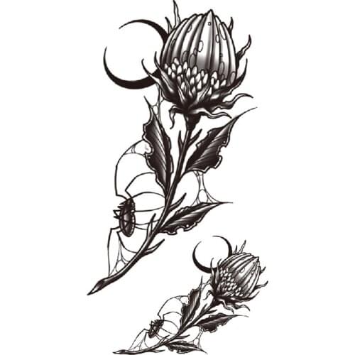 Flower of Evil Waterproof Temporary Tattoo Sticker Black Spider Meniscus Totem Fake Tattoos Flash Tatoos Arm Body Art Women Men