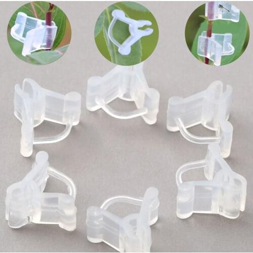 DRELD 100pcs Transparent Plastic Garden Grafting Clip Support for Vegetable Flower Vine Bushes Plants Seeding Grafting Clip Tool