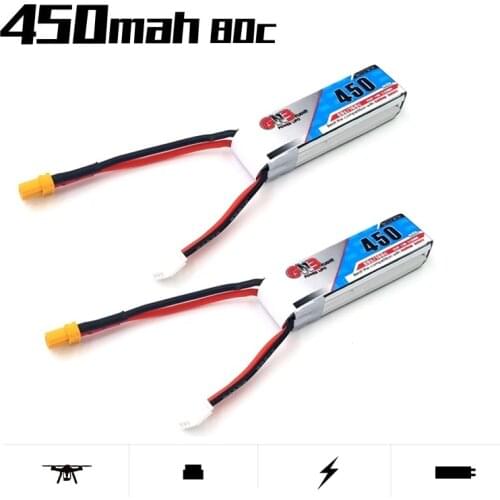 Gaoneng GNB 2S 7.4V 450mAh 80C Lipo Battery XT30 Plug for Happymodel Crux3 CineBee Cine Whoop BetaFPV Quadcopter Toothpick Drone