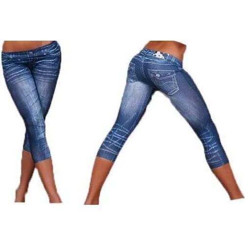 Summer Skinny Jeans Women Stretch Knee Length Denim Pants High Waist Womens Jeans