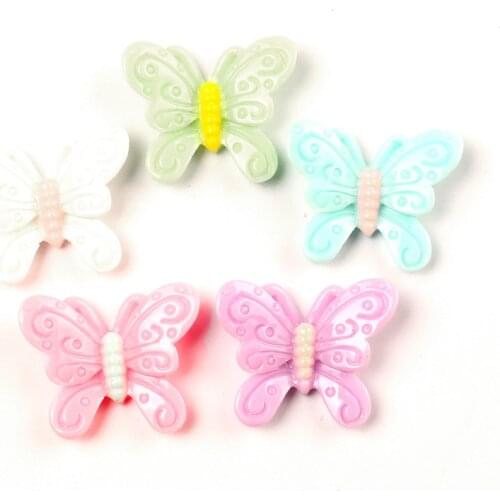 LF 30Pcs Mixed 35x27mm Butterfly Resin Cabochon Flatback Decoration Crafts Embellishments For Scrapbooking Diy Accessories