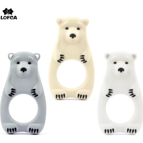 LOFCA Polar bear Silicone Teether Baby Teething Toy BPA FREE Soft Chewable Dog Teether Making Necklace Pacifier Clip Chain