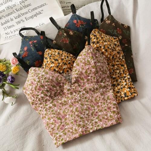 Print Camis For Women V-Neck Solid Vest Tank Top Spaghetti Strap Tops Broken Flowers Slim New Korean Womens Vintage Clothes