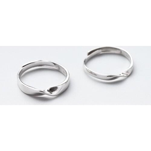 Fashion Minimalism Silvery Rings Adjustable Size Twist Design Couple Jewelry Women/Men Romantic Wedding Ring Valentines Gifts