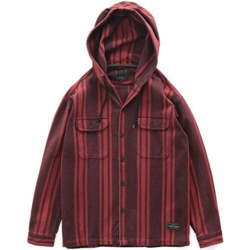 Men Shirts 2021 Autumn Jacket Mens Japanese Retro Striped Loose Shoulders Folded Wear Tide Outer Wear Shirt Tooling Hoodie