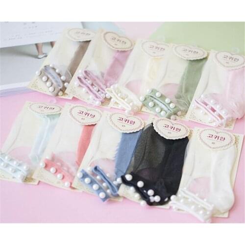 Lolita Japanese Maiden Lovely with pearl Woman Short Socks Multiple Colors Cotton Socking B426