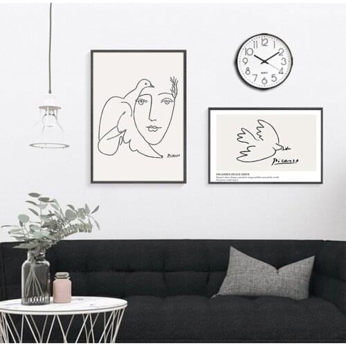 Print Famous Painting Moder Decorative Picture Picasso Matisse Art Line Drawing Poster Abstract Minimalist Wall Art Canvas