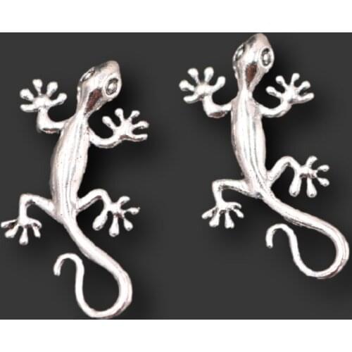 15pcs Silver Plated 3D Gecko Pendants Animal Bracelet Earrings Metal Accessories DIY Charms For Jewelry Crafts Making A1676
