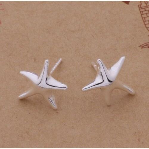 Silver plated earrings , silver fashion jewelry earrings bright starfish /blfakcma cxraloya AE280