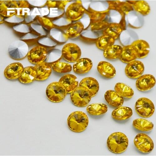 Super Shiny Rivoli Glass Crystal Topaz Color 6 Sizes Point Back Fancy Stone 8mm,10mm,12mm,14mm,16mm,18mm