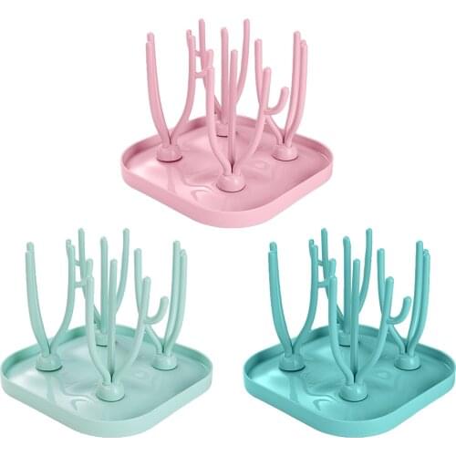 Bottle Dry Rack Baby Bottle Drain Drying Racks Blue Pink Baby Bottle Cleaning Dryer Drainer Storage Drying Rack