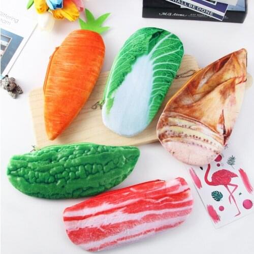 Creative Personality Students 3 D Simulation Ingredients Vegetable Plush Pencil Case Large Pencil Case Student Stationery