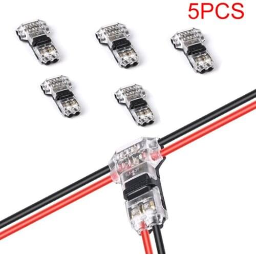 5pcs/set 2 Pin 2 Way dc/ac 300v 10a Universal Compact Wire Wiring Connector T shape Conductor Terminal Block With Lever
