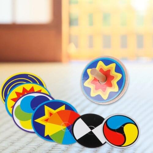 Vintage Kids Toy Solid Wood Gyroscope Classic Game Paper Cover