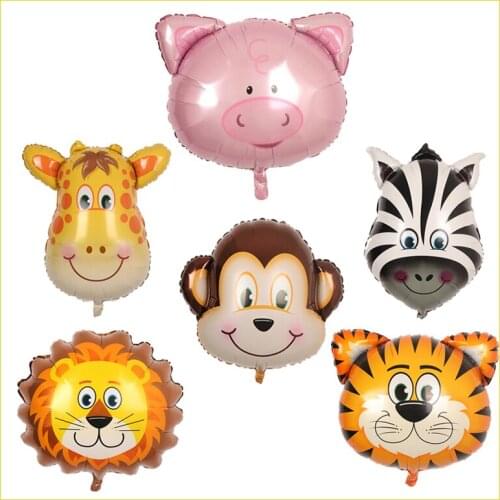 1Pc Safari Party Theme Animal Balloons Jungle Party Zoo Pig Tiger Lion Helium Foil Air Ball Kids Baby Shower Decorations Globo