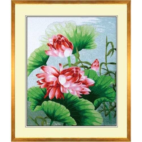 Cross Stitch finished Summer Lotus-Embroidery finished / Suzhou Classical Embroidery / Chinese traditional art of embroidery