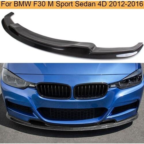 Carbon Fiber Front Bumper Lip Protector for BMW F30 M Sport Sedan 4D 2012-2016 320i 328i 335i Car Front Lip Spoiler Black FRP