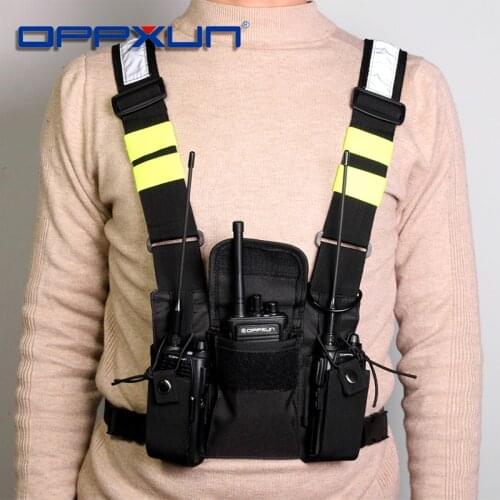 Green Tactical Harness Front Pack Bag Case Pouch Carry Holster for Kenwood Motorola TYT Baofeng Walkie Talkie Vest Rig Chest Bag
