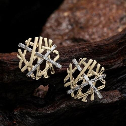 Gold Nest Stud Earrings 2021 Costume Jewelry for Women Trend Charm Suspension Hanging Pendientes Statement Geometric Accessories