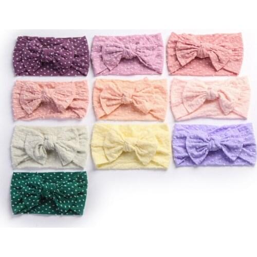 10pcs Knot Bows Girls Wide Nylon Headbands 2019 Fashion Elastic Dot Print Turban Headwraps Head Wraps For Girls Hair Accessories