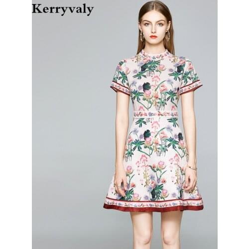 Robe Vintage Floral Printed Summer Dress Vestidos Mujer Verano 2021 Women Short Sleeve Short Party Dress Dames Jurken K8615
