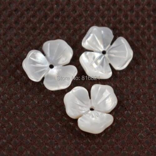 10 pieces/lot ) 10x3mm New White MOP Shell Beads Carved 3D Flower Pendant focal Beads Drilled beads Spacer Beads