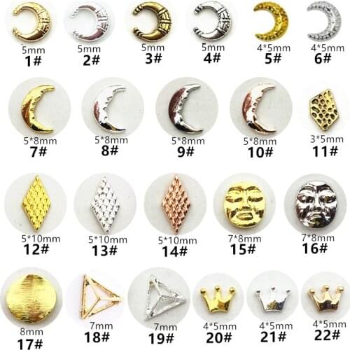 10pcs/lot Japan Korea 3D Alloy Nail Decorations Metal Moon Crown Nail Art Accessories DIY Charm Styling Tools Nail Parts