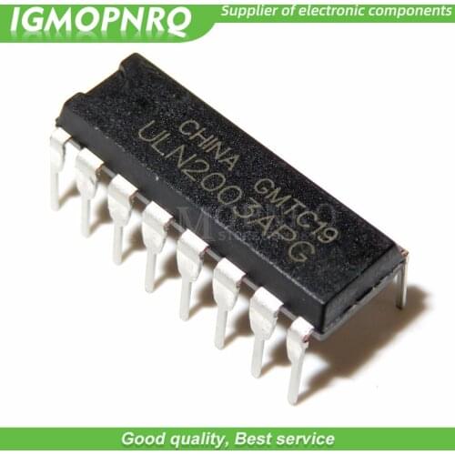 10pcs ULN2003APG ULN2003A ULN2003 ULN2003AP DIP-16 Darlington Transistors 7-Circuit 2.7kOhm 500mA 50V VCE 1K HFE