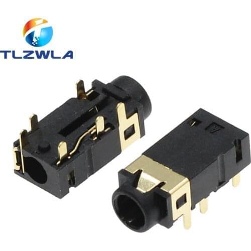 100Pcs 3.5Mm Dip Headphone Socket Audio Socket Pj-342 Surface Mounted 6 Feet Double Track Gold Plated PJ342