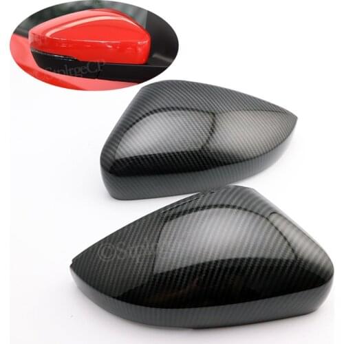 2Pcs For Volkswagen VW Polo 6R 6C Side Door Wing Mirror Cover Replace caps Carbon fiber pattern 2010 2011 2012 2013 2014 - 2017