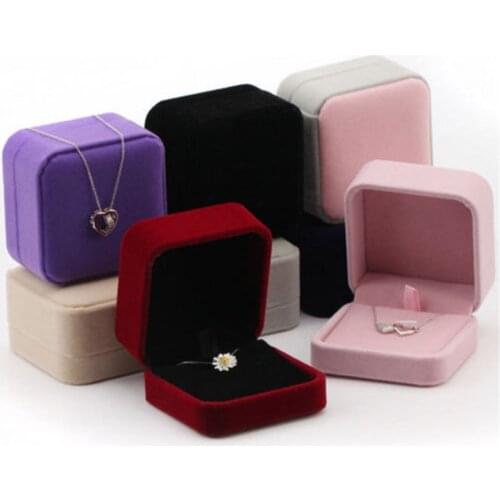 2021 Octagonal Flannel Ring Box Case Organizer Jewelry Storage Display Square Box Earring Jewelry Packaging And Display Utensils