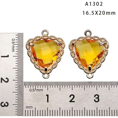 4PCS /Lot 20MM Brass with colorful Crystal 18k Gold Plated Trigon Charms Pendant Connect for Diy Earring Necklace Jewelry Makin