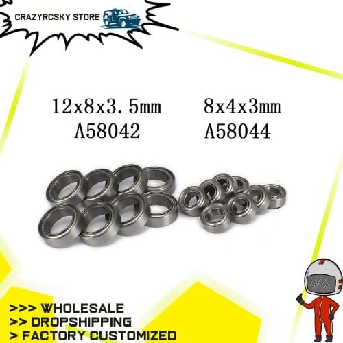 8pcs 12x8x3.5mm/8x4x3mm Steel Shield Ball Bearing For 1/18 Wltoys a959 a969 a979 k929 Upgraded Hop-Up Rc Hobby Model Car Parts