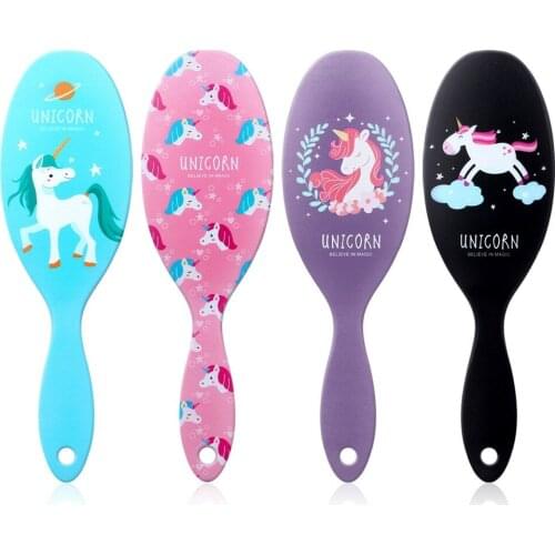4 Color Cute Unicorn Animal Anti-static Hair Brush Massage Comb Shower Wet Detangle Hair Brush Salon Hair Styling Tools