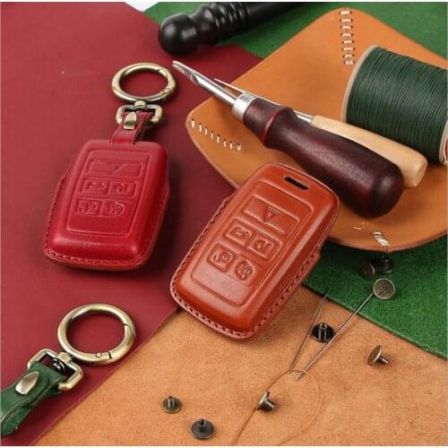 Car Genuine Leather Key Case Holder For Land Rover Range Rover Discovery 5 Sport For Jaguar E-PACE XEL Key Cover Accessories