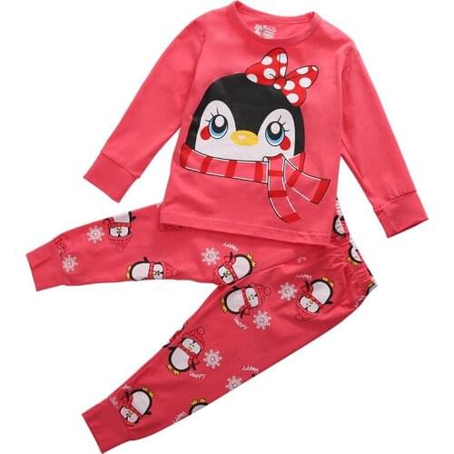 Free shipping Kids Baby Boys Girls clothes round neck long sleeve Sleepwear Nightwear animal print cotton Pyjamas Pjs Outfits
