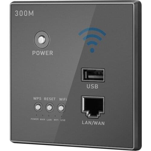 Wireless Wifi Socket Rj45, AP Relay Smart USB Socket, Crystal Glass Panel, 300Mbps Embedded Wall WIFI Router