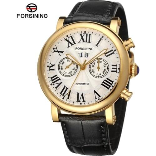 2020 FORSINING Popular Brand Men Luxury Automatic Watches Business Style Leather Strap Analog Dress Clock Calendar Male Clock