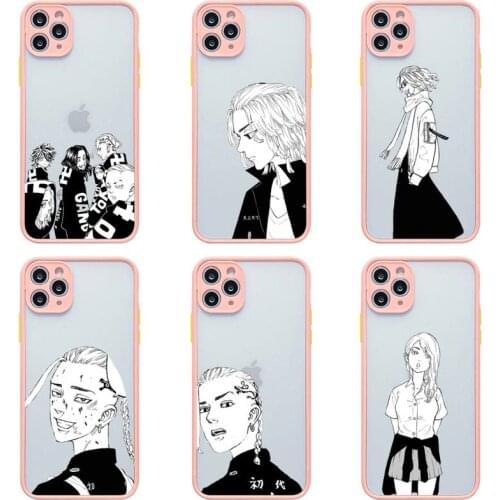 Tokyo Revengers Phone Case For iphone 12 11 Pro Max Mini XS 8 7 Plus X SE 2020 XR Light pink Matte Transparent Cover