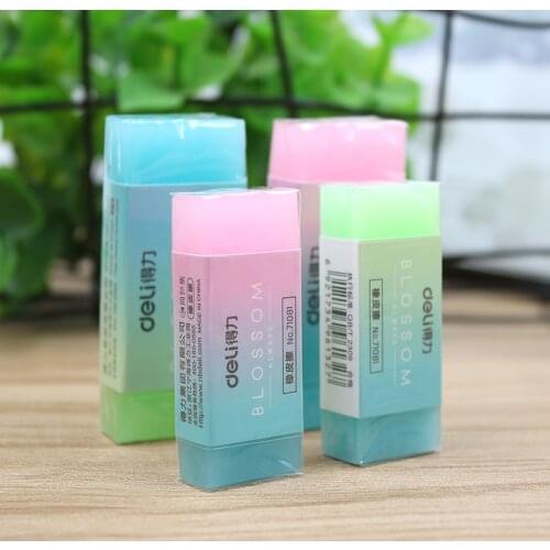 Deli jelly fruit candy cute school supplies Soft Durable Flexible Cube Colored Pencil Rubber For Erasers School Kids