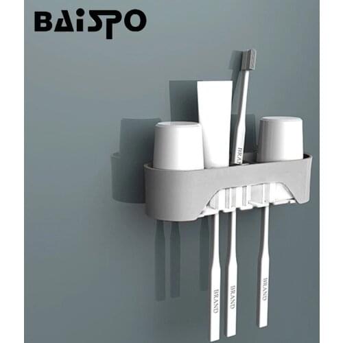 BAISPO Tooth Brush Holder Dust Cover Tooth Brush Holder Suction Cup Hook Nail-free Brush Holder TChildren Bathroom Accessories