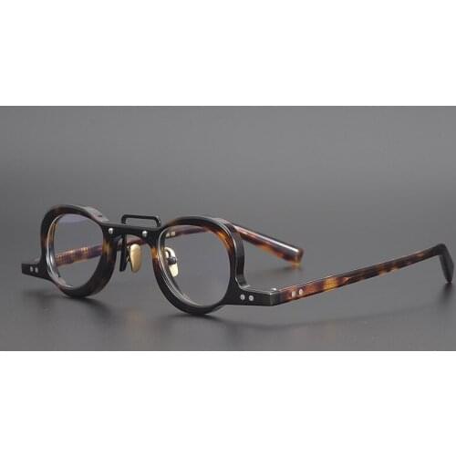Designer classic tortoiseshell Japanese small square hand made retro glasses mens and womens height small face optical glasses