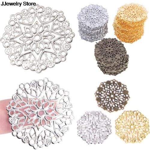 Hot 1Bag DIY Jewelry Earrings Ear Stud Pin Filigree Flower Wraps Connectors For DIY Jewelry Making Accessories