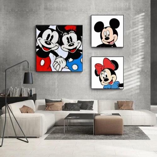 Disney Friendly Mickey Minnie Canvas Paintings Cute Cartoon Posters and Prints Wall Art Pictures for Living Room Home Decoration