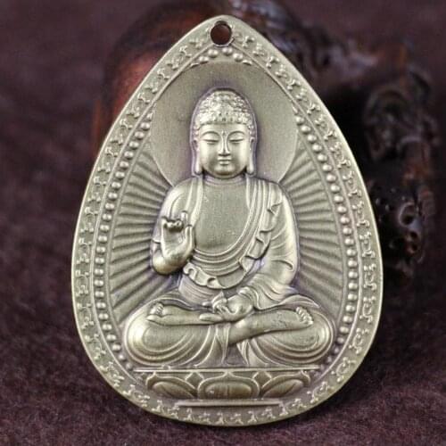 Chinas feng shui brass Sakyamuni buddha statue-Family decoration, bring good luck metal handicraft Necklace pendant