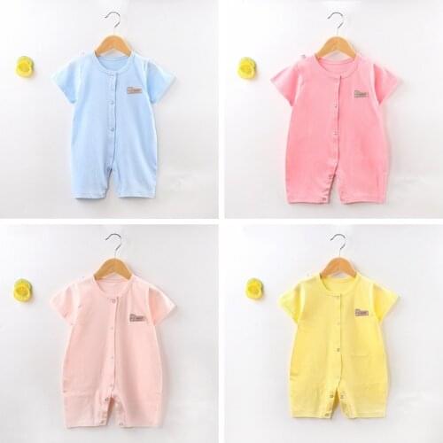 Pure Color Baby Girl Romper Toddler Costume Newborn Baby Boy Climb Clothes Little Girl Cute Onesie Summer Thin Short Sleeve